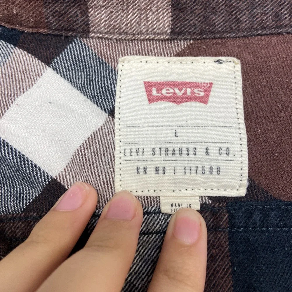 Levi's Shirt Mens Large Multicolor Check Cotton Button Up Flannel Long Sleeve